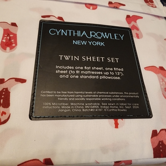 Cynthia Rowley Cowgirl Western Twin 3pc Sheet Set Hearts Pink White - Picture 2 of 2